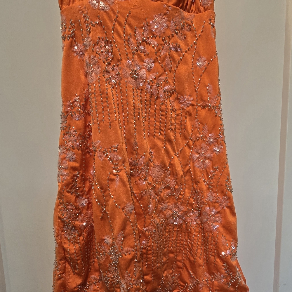 Missguided + Vibrant Orange Sequin Mini Dress